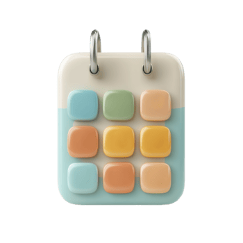 3d render colorful calendar icon showing blank dates for scheduling and planning png