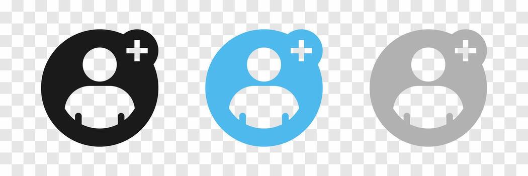 conjunto de íconos añadir a amigos. icono para aplicaciones y comunicación. social medios de comunicación concepto. hombre icono en un círculo. ilustración. vector