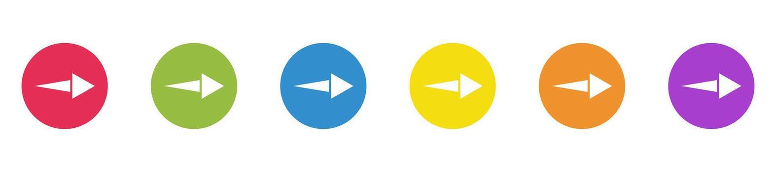 conjunto de de colores flechas en un círculo. cursor signo. color punteros aislado en blanco fondo.gráfico elementos. vector