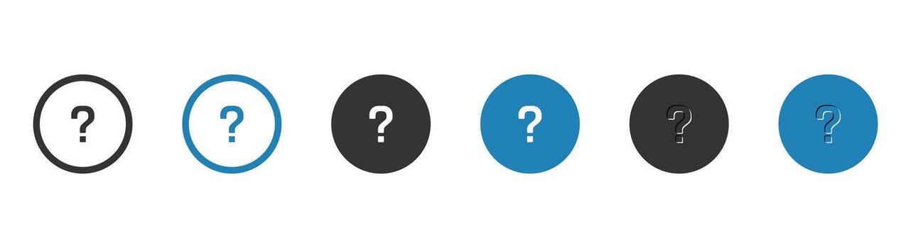 Question mark sign icon. Help symbol. FAQ sign. Round circle buttons with frame. illustration. vector