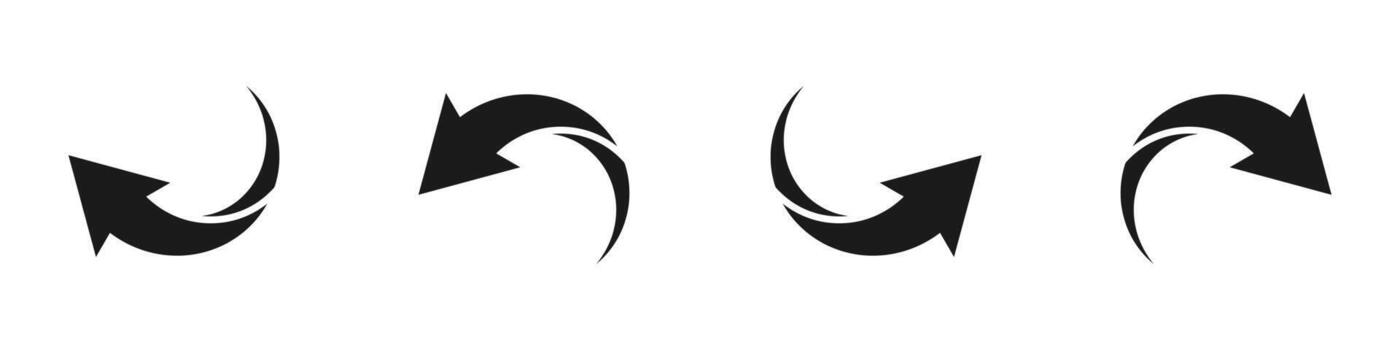 conjunto de circular flechas colección de redondeado punteros en un blanco antecedentes. negro giratorio cursores ilustración. vector