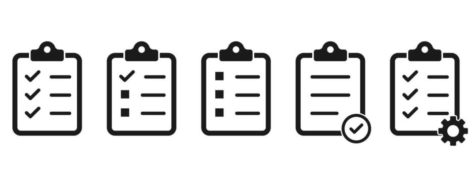 Set of clipboard icons. Technical support checklist icon. Elements for mobile concept and web apps. icons for website design and development, app development. illustration. vector