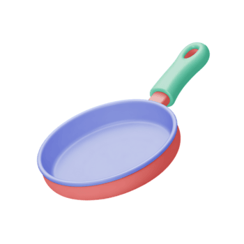 3d rendere di colorato frittura padella con rosso bordo e verde maniglia su trasparente sfondo png