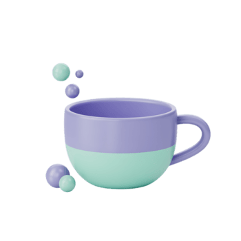 3d Rendern von ein zweifarbig Becher mit schwebend Kugeln auf transparent Hintergrund png