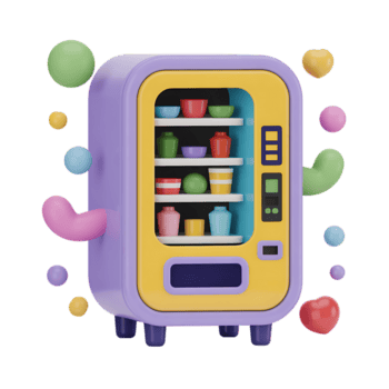 carino vending macchina pieno con colorato elementi su trasparente sfondo, 3d rendere png