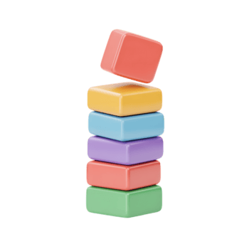 pila di colorato 3d rendere piazza blocchi equilibratura, leggermente via equilibrio su trasparente sfondo png