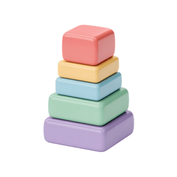 Stacked colorful building blocks pyramid toy isolated on transparent background, 3d rendering png