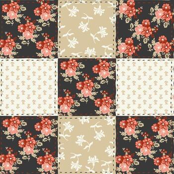 labor de retazos modelo con floral adornos vector