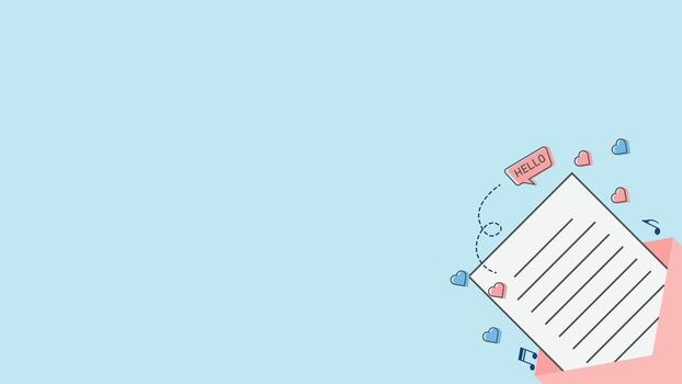 Cute Love Letter Background with Copy Space, Envelope and Message Design vector