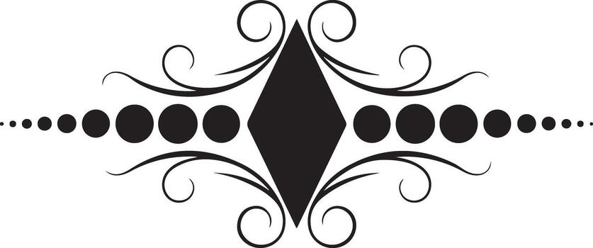 negro diamante forma con arremolinándose decorativo elementos y puntos resumen frontera vector