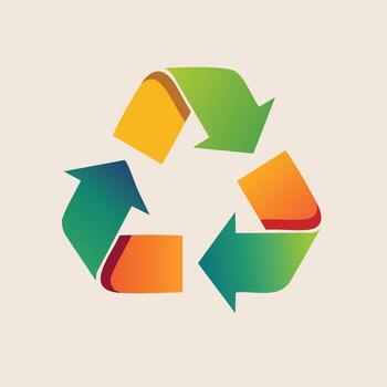 Modern and colorful graphic illustration of the universal recycling symbol, embodying environmental responsibility, resource conservation, and a sustainable future vector