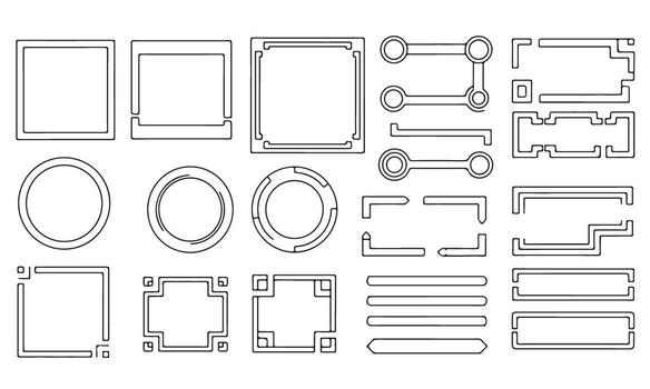 clasificado geométrico formas y contornos en un técnico dibujo arreglo vector