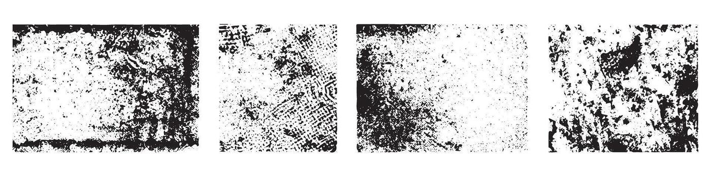 A sequence of four abstract black and white textured images displayed side by side vector