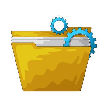 ilustración de archivo carpeta con engranajes vector