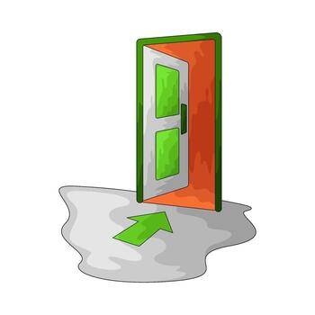 abierto salida puerta con flecha vector