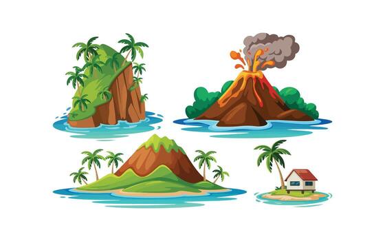 Summer beach island with palm trees in the ocean vector