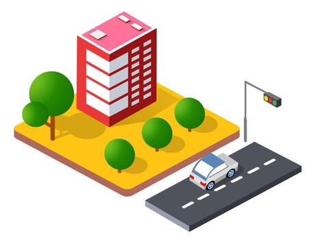 Isometric urban megalopolis of the city infrastructure town, street modern, real structure, architecture 3d elements different buildings vector