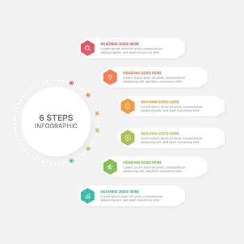Modern Circular Cycle Infographic Design Template with 6 Data Point vector
