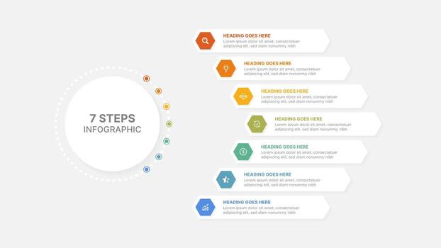 Modern Circular Round Infographic Design Template with 7 Data Point vector