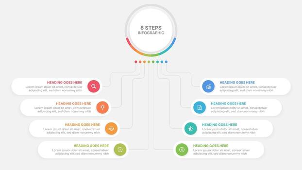 Modern Circular Round Infographic Design Template with 8 Data Points vector