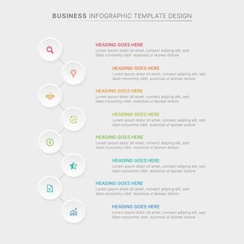 Simple List Circular Round Business Infographic Design Template with 8 Data Points vector
