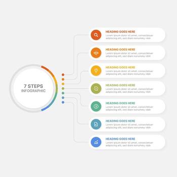 Modern Circular Round Infographic Template Design with 7 Data Point vector