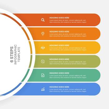 Modern Circular Round Infographic Design Template with 6 Data Point vector