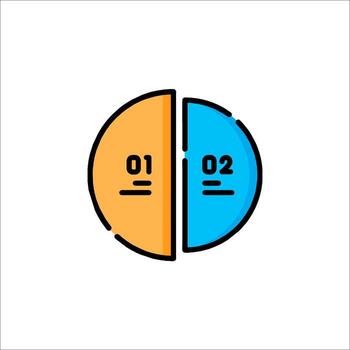 Pie Chart Icon Comparison Data and Statistics 50 50 Split, equal parts vector