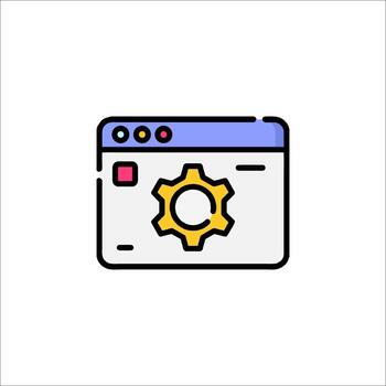 sitio web ajustes icono engranaje en navegador ventana configuración, técnico vector