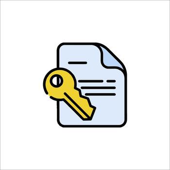 seguro documento acceso llave y papel icono ilustración vector