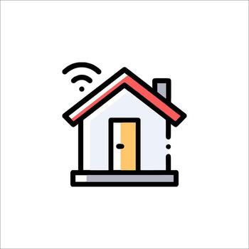Smart Home Icon Connected House with WiFi Signal, wireless vector