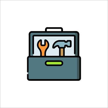 toolbox with wrench and hammer vector