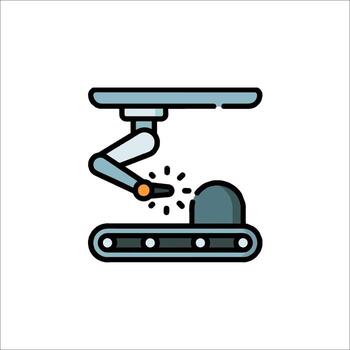 robotic arm on conveyor belt vector