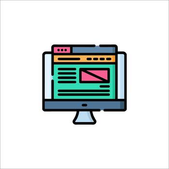 Computer displaying website interface design vector