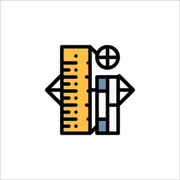 Ruler and compass design tools icon vector