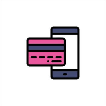 Mobile payment with credit card graphic vector