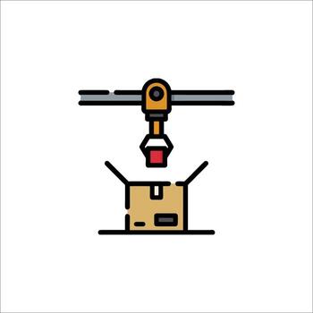 robótico brazo embalaje caja automatización icono fabricación concepto, industria vector