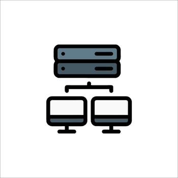 Servers and computers in network setup vector