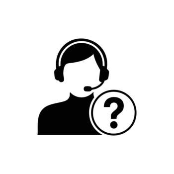 Customer Support Icon with Headset and Question Mark vector