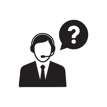 Customer Support Representative Icon with Headset and Question Mark vector
