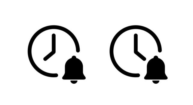 Clock with bell icon. Time reminder and alert notification symbol vector