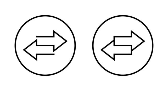 Exchange arrow icon in circular outline. Swap arrows symbol. Opposite direction sign vector