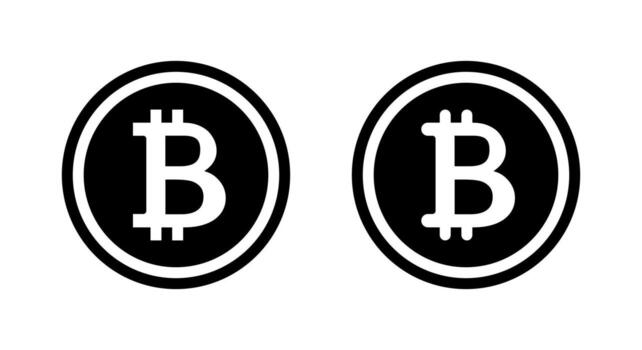 Bitcoin logo icon. Blockchain currency and crypto coin symbol vector