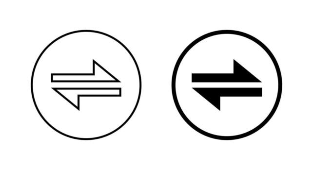Swap arrow icon in circular outline. Two opposite arrows symbol vector