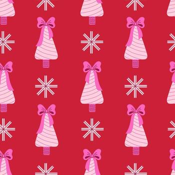 árbol de navidad y copo de nieve de patrones sin fisuras vector