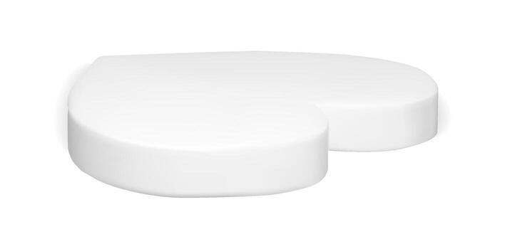 3d corazón plataforma para enamorado. amor forma monitor pedestal para estudio habitación. blanco estar Bosquejo para linda presentación. moderno aislado vacío piso para cosmético. resumen perspectiva ver representación. vector