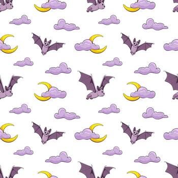 Colorful bat and cloud pattern vector