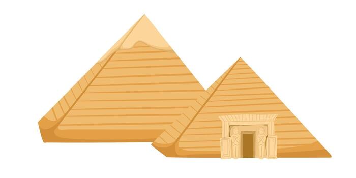 Egypt pyramids, symbol of ancient Egypt. Abstract hand drawn art. Ancient architecture in sand dunes isolated on white background vector