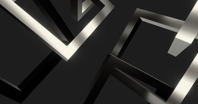 black and white background with 3d metal shapes photo