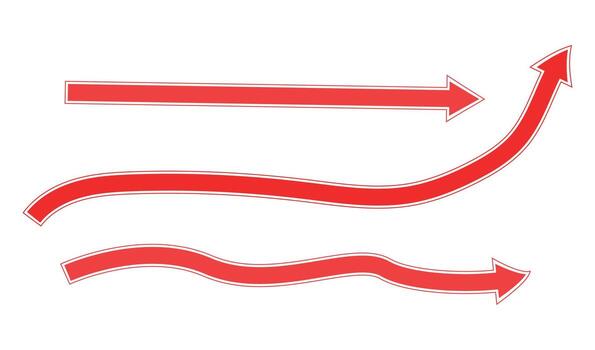 Tres rojo flechas demostración diferente direcciones y tendencias vector